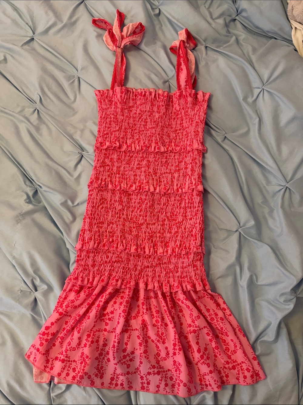 Girls' Pink One-Piece Dress with Floral Ruffle